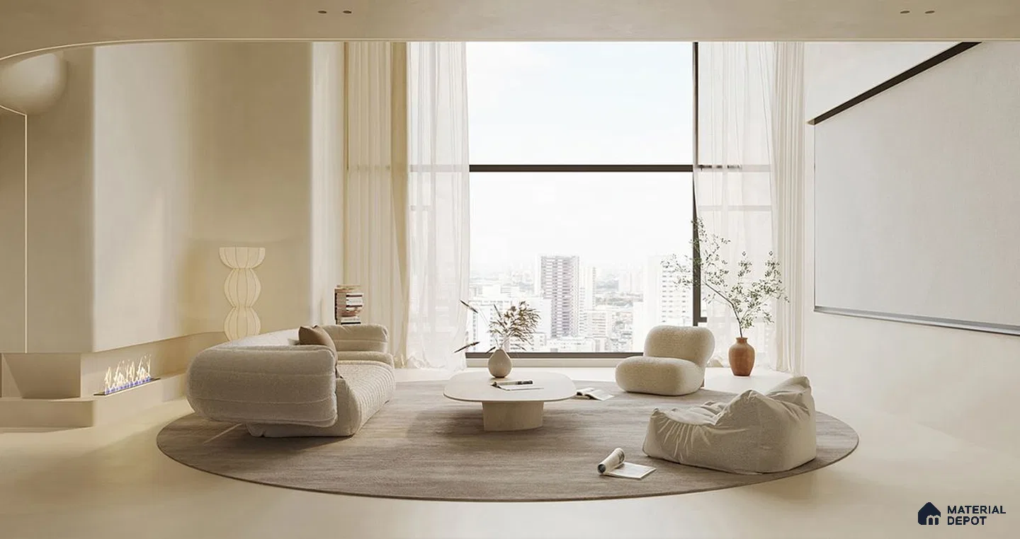 a room filled with lots of windows and a plant in the corner next to it on the floor of a wall next to a white wall mounted faucet and a white counter top of a room with a